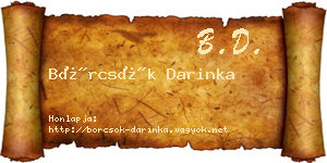Börcsök Darinka névjegykártya